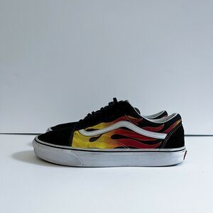 VANS Old Skool Flames Hot Rod Men Skateboarding Shoes Blk Red Yellow Sk8 Sz 9.5